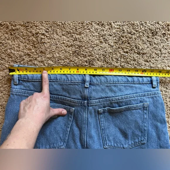 GANNI Organic Cotton Denim Skirt Size 42 Raw Hem Sustainable Made in Turkey - Picture 8 of 9